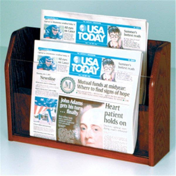 Wooden Mallet Countertop 2 Pocket Newspaper Display in Mahogany WO599447